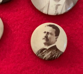 1904 ROOSEVELT 8 PRESIDENTIAL CAMPAIGN PINS PTAP MOOSE FIRST VOTERS CLUB JUGATE 4