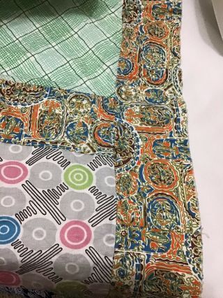Vintage Patchwork Cotton Quilt Top Unfinished 82 x 69 Multicolored 8 