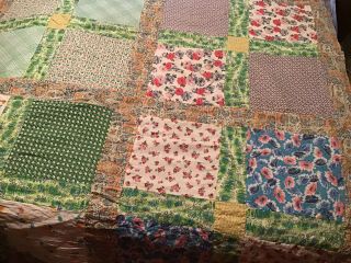 Vintage Patchwork Cotton Quilt Top Unfinished 82 x 69 Multicolored 8 