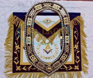 Masonic Grand Lodge Master Mason Apron With Chain Collar