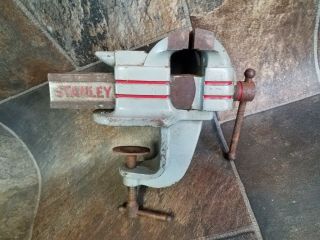 Vintage Stanley Bench Vise With Mini Anvil.  Clamp On 3 " Jaws No.  766.