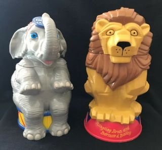 2 Old Ringling Brothers Circus The Greatest Show On Earth Flip Cup Lion Elephant