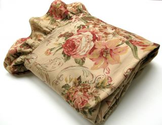 Ralph Lauren Guinevere King Flat Sheet,  Ruffled Floral Chintz 100 Cotton Sateen