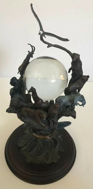Franklin Guardians Of The World Crystal Ball Steven Lord Bronze Statue 6