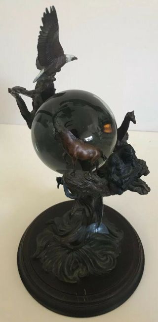 Franklin Guardians Of The World Crystal Ball Steven Lord Bronze Statue 7