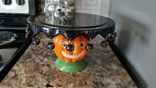 Dept 56 Cake Plate/ Cupcake Stand Black Cat Halloween / Wiccan,  Pagen Rare
