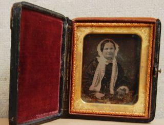 Sixth Plate Daguerreotype Of A Woman With A Lacey Bonnet.