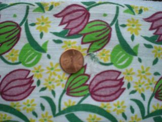 FLORAL Vtg FEEDSACK Quilt Sewing Doll Clothes Craft Fabric Pink Green Yellow 4