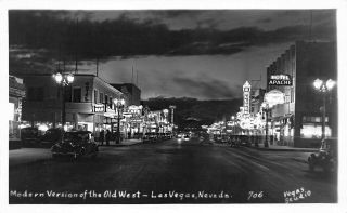 Las Vegas Fremont Street Version Old West Storefronts Cars Real Photo Postcard