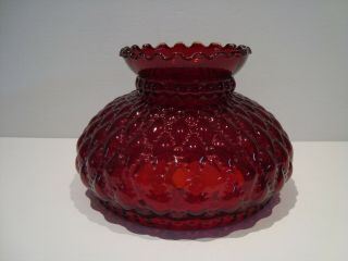 Vintage Fenton Ruby Red Glass Replacement Lamp Shade Quilted Diamond Pattern