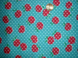 Red Cherries Novelty Vtg Feedsack Quilt Sewing Doll Clothes Craft Fabric