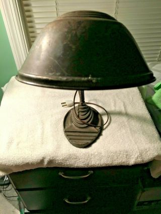 Vintage Eagle Gooseneck Desk Lamp Cast Iron Base Art Deco