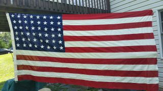 Rare American Vintage 48 Star Sewn Stitched Us American Flag 9 
