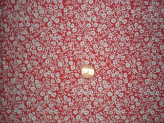 Tiny Floral On Red Full Vtg Feedsack Quilt Sewing Doll Clothes Craft Fabric