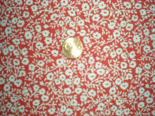 Tiny FLORAL on RED Full Vtg FEEDSACK Quilt Sewing Doll Clothes Craft Fabric 2