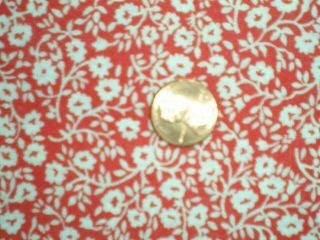 Tiny FLORAL on RED Full Vtg FEEDSACK Quilt Sewing Doll Clothes Craft Fabric 3