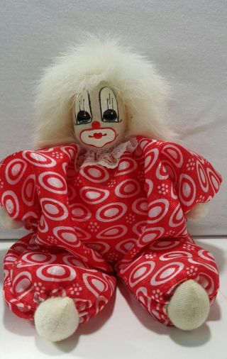 1987 Q - Tee Clown White Face & Hair Red Suit Hand Made In Thailand Sand Filed