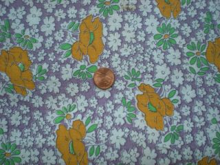 Floral Full Vtg Feedsack Quilt Sewing Dollclothes Craft Purple Orange Green Whit