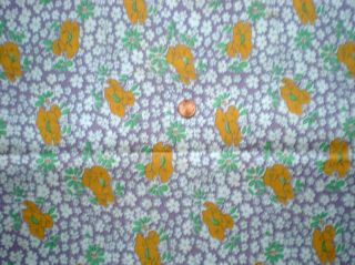 FLORAL Full Vtg FEEDSACK Quilt Sewing DollClothes Craft Purple Orange Green Whit 2