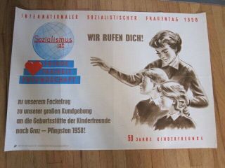 Internationaler Sozialistischer Frauentag 1958 Austrian Poster Women 