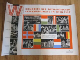 Kongress Der Sozialistischen Internationale In Wien 1957 23x33 Austria Poster