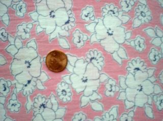 FLORAL on PINK Full Vtg FEEDSACK Quilt Sewing Doll Clothes Craft Cotton Fabric 2