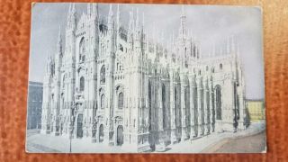 The Milan Cathedral Italy 1910 Postmark,  Franklin 1 Cent Stamp Postcard