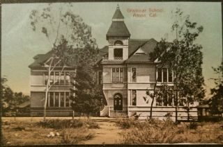 Rare 1909 The Old Grammar School In Azusa,  California Ca Thomas Drug Co Postcard