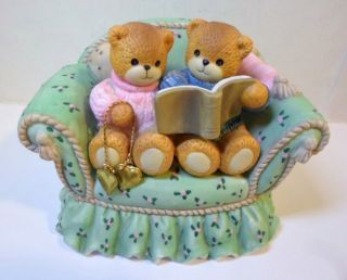 Enesco 1996 Lucy & Me Bears Bear Couple On Couch Music Box Plays Always L Rigg