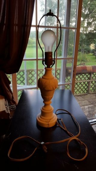 Vintage Art Deco Neoclassical Alabaster Carved Italian Marble Table Lamp