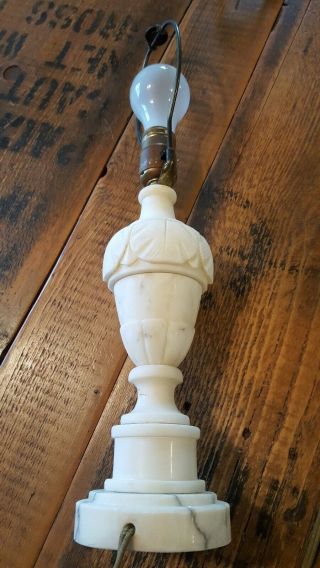 Vintage Art Deco Neoclassical Alabaster Carved Italian Marble Table Lamp 4