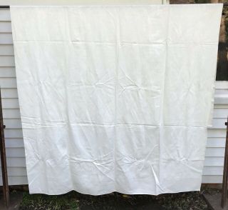 Vintage Linen Tablecloth & 8 Napkins Set White On White Design Formal Dining Big
