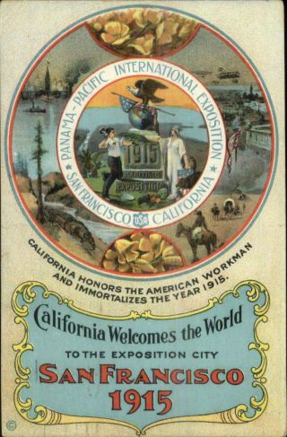 San Francisco 1915 Panama Pacific Expo Work Labor 1914 Postcard