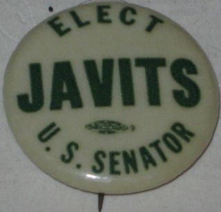 Early Elect Javits Us Senator Campaign Pin Jacob Javits 7/8 "