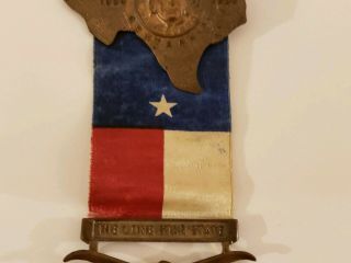 RARE 1936 Texas Centennial Bronze Medal Badge Pin With Ribbon Sam Houston Alamo 3