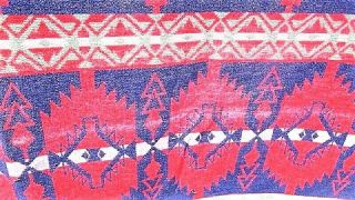 VTG 71X75 RED BLUE GREEN GEOMETRIC WESTERN COTTON CAMP TRADE BLANKET CABIN LODGE 3