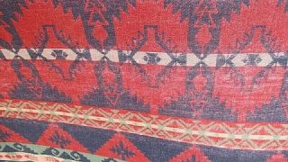 VTG 71X75 RED BLUE GREEN GEOMETRIC WESTERN COTTON CAMP TRADE BLANKET CABIN LODGE 4