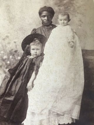Antique Cabinet Card Photo African American Woman White Children Nashville 1800s