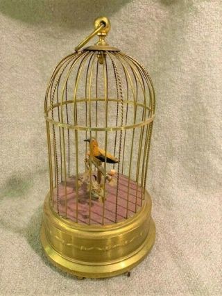 Antique German K/g Birdcage Mechanical Bird In Brass Cage Music Box