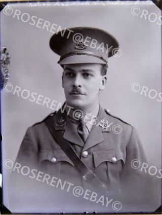 1916 The Sherwood Foresters - Lt J F Hutchinson - Glass Negative 22 By 16cm