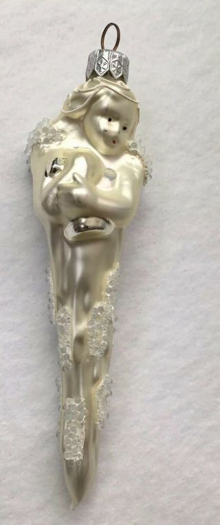 Christopher Radko Icicle Crystal Frosted Angel? Ice Vintage Christmas Ornament