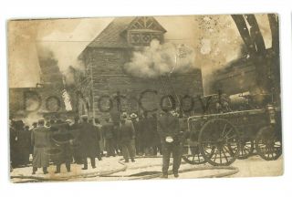 Rppc Firefighting Steam Horse Drawn Fire Engine Rome Ny 1912 Real Photo Postcard