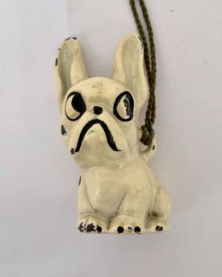 Vintage CAST IRON Puppy DOG Paperweight MAGNIFYING GLASS on String Holder Weight 2