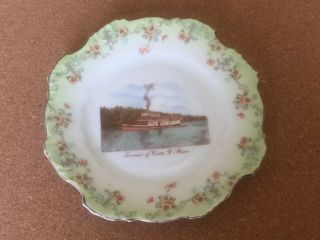 Antique Souvenir Plate Coeur D’alene Idaho River Boat Photo