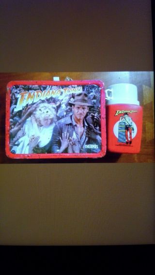 Vintage 1984 Indiana Jones And The Temple Of Doom Lunchbox With Thermos