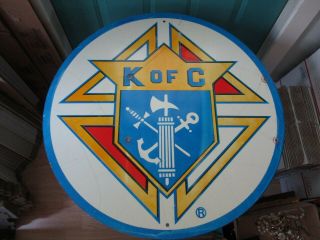 Large Vintage 30 - Inch Metal Sign Advertising Knights Of Columbus