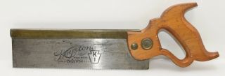 Vintage 10 " Disston Keystone K - 1 Brass Back Saw (inv H244)