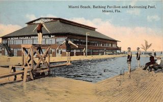 Miami Florida C1910 Miami Beach Bathing Pavilion & Swimming Pool