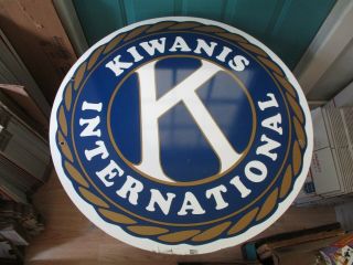 Large Vintage 30 - Inch Metal Sign Advertising Kiwanis International