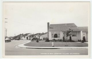 California San Lorenzo Village Homes Real Photo Postcard Kodak Back Circa 1951